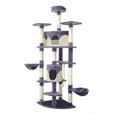 China Sustainable Cat House Condo Sisal Scratching Multilevel Posts and Cat Climbing Stand with Toy for Kittens Play and Sit Activity Tower for sale