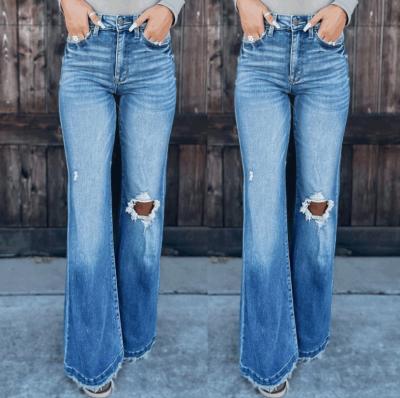 China 2021 New Arrival Breathable Fashion Ladies Casual Jeans Stretch High Waist Ripped Rocket Denim Skinny Pants for sale