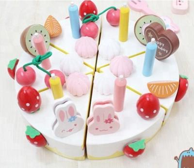 China Wooden Play Set Kids Rabbit Birthday Cake Playset Wooden Toy For Kids Pretend To Play WCS002 for sale