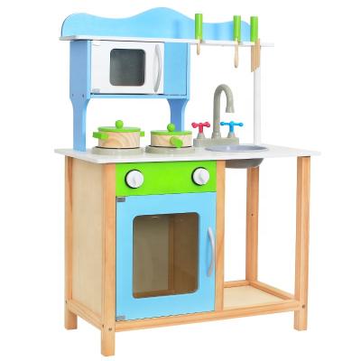 China 2021 Kitchen Set Wooden Toy Preschool Toy Kid Pretend New Wonder Game Big Kid Play Set Kitchen Appliances Toys for Children WKT30 for sale