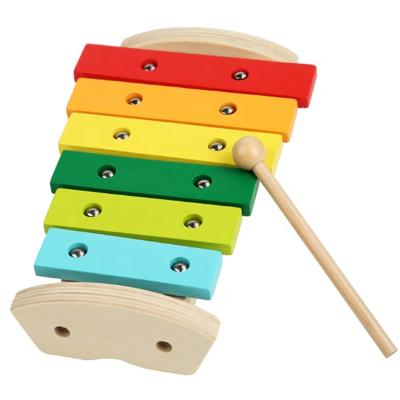 China Game For Wholesale Rainbow 6 Educational Wooden Note Kids Toys Xylophone Musical Instrument Animal Toys For Baby WKP001-D for sale