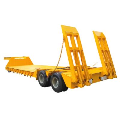 China Lowbed Trailer Truck Semi Trailers 20/40 Ft Goose Neck Low Bed Semi Trailer 100 Ton 2/3/4 Axles Flatbed Lowboy Truck Trailers for sale