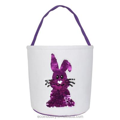 China Wholesale Made up of Polyester/Cotton Hot Sale Cute Easter Bunny Basket with Tail Easter Monogrammed Bucket for sale