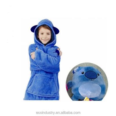 China Wearable Kind Blue Pampers Jacket Dinosaur Hooded Pajamas Winter Warm Hoodie Coats Bathrobe Fleece Sweater Kids Christmas Gift for sale