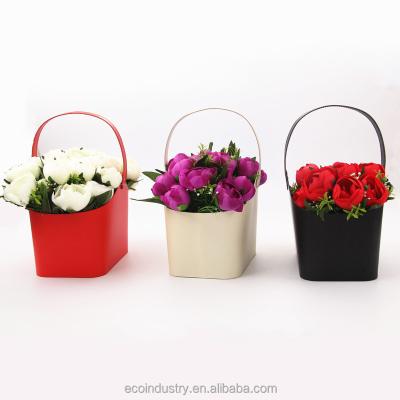 China Recyclable Portable Flower Box Packing Basket Wedding Gifts Folding Paper Flower Box for sale