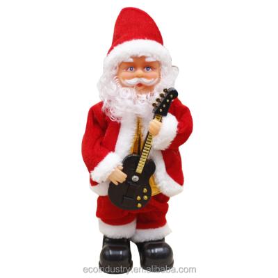 China Electric Christamas Decoration Santa Claus Stock Number Doll with Music Swing Saxophone Christmas Fireplace Decoration Trumpet for sale