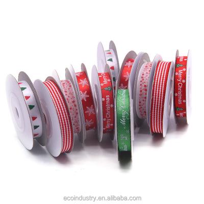 China Wholesale Environmentally Friendly Merry Christmas Ribbon With Logo Groigrain Ribbon For Christmas High Quality Colorful Ribbon With Custom Logo for sale