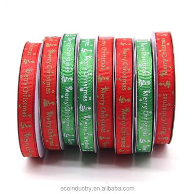 China Environmental Friendly Screen Printed Embossed Custom Logo Grosgrain Ribbon With Logo For Gift Wrapping for sale