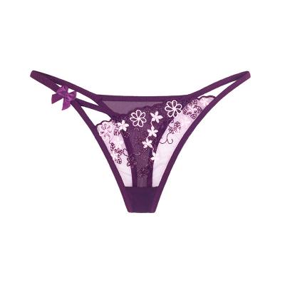 China Beautiful antibacterial transparent flower sexy panties for sale