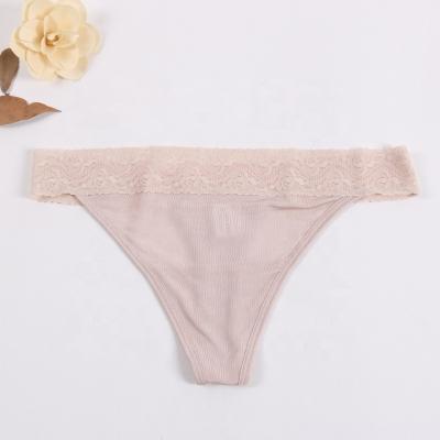 China Antibacterial Mid Waist Thongs Underwear Panties Lace Up Sexy Lingerie for sale