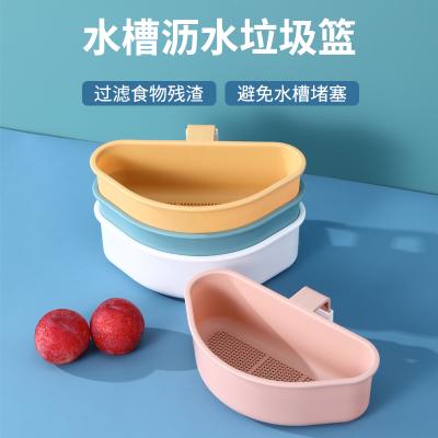 China Hot Selling Triangular Faucet Corner Drain Basket Plastic Kitchen Sink Drain Strainer Stocked for sale