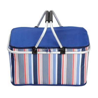 China Sustainable Foldable Store Food Tote Bag Basket With Cooler Hot Insulated Thermal For Food Lunch Picnic for sale