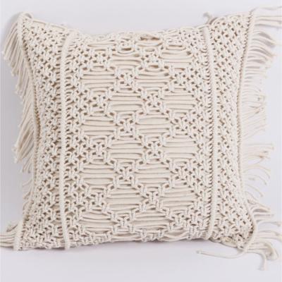 China Custom Handmade Cotton Woven Macrame Home Decor Boho Macrame Cushion Cover Pillow Case Anti-Static for sale