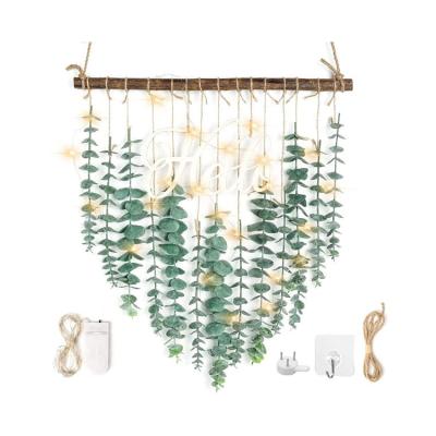 China Rustic Artificial Eucalyptus Greenery Hanging Wall Decor Eucalyptus Vines Wall Hanging Plants With Wooden Stick Rustic B Farmhouse for sale