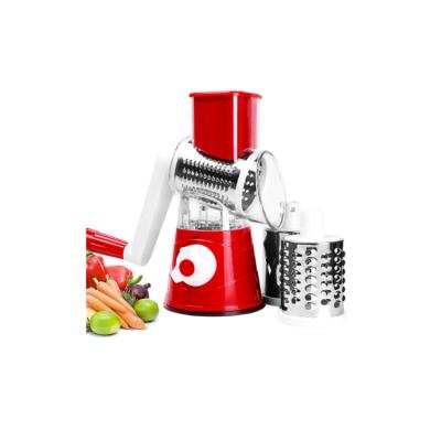 China Sustainable Multifunctional Vegetable Cutter Hand-rotating Grater 3 In 1 Vertical Drum Cutter 4 In 1 Slicer for sale