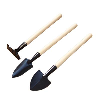 China 3 Pcs Plant Care Handle Wooden Flower Pots/Mini Spade Shovel Harrow Potted Set Planting Plants Plant Soil Shovels Gardening Tools for sale