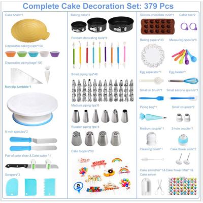 China Viable Wholesale Multifunctional Kitchen Cake Bakeware Set 379 PCs Cake Decorating Tips Tool Kit for sale