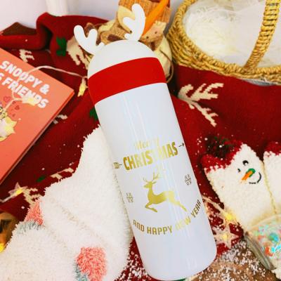 China Funny Sustainable Christmas Holiday Gifts For Families Vacuum Cup Cute Winter Elk Antlers Stainless Steel Water Mug for sale