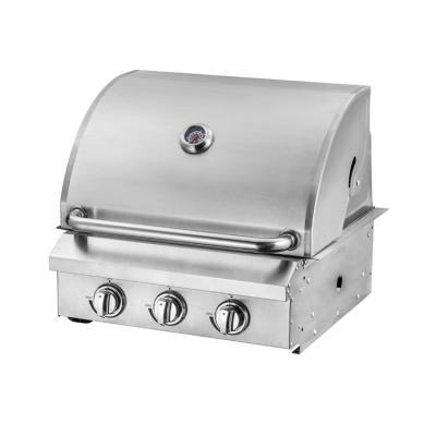 China Stainless Steel Adjustable Commercial Outdoor Portable Charcoal Smoker 3 Burners BBQ Buffet Size Gas BBQ Grill Built-in Propane for sale