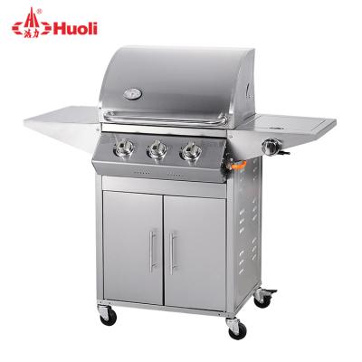 China China Factory Wholesale Home Party Adjustable Stainless Steel 3 Burners Free Size BBQ Weber Outdoor Gas Stove With Grill for sale