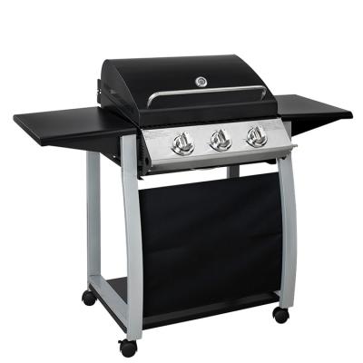 China Portable Grade Adjustable Trolley Top Height Charcoal BBQ Grill Powder Coated Stainless Steel 3 Burners Grill Chinese Grill for sale