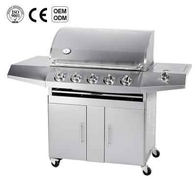 China Outdoor Size Good Quality BBQ Chicken Grill Machine Rotisserie 5 Burners Adjustable Free Standing BBQ Gas Grill for sale