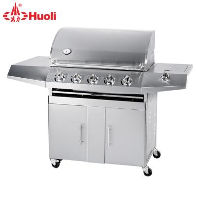 China Size Adjustable Hot Sale Outdoor Party Propane 5 Burners Free Standing Heavy Duty Commercial Barbecue Grills For Cooking for sale