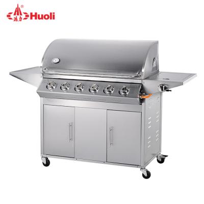 China New Design Adjustable Fancy Freestanding 6 Position Burners Full Size Stainless Steel Gas Griddle Grills Barbecue With Side Burner for sale