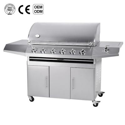 China New Full Size Adjustable Multifunctional Stainless Steel 6 Burners Free Standing Vegetable Garden Gas Grill Weber Outdoor BBQ Grill for sale