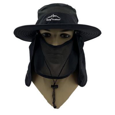 China Character Protection Sun Hats Outdoor UV Couples Light String Bucket Fishing Bucket Hat With Face And Neck Cover for sale