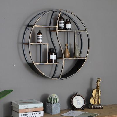 China Factory Direct Assembled Simple Solid Wood Shelving Used Solid Wood Round Wall Hanging Furniture Soft Furnishings for sale