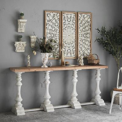 China Factory Stain Garden Design Hallway Console Dining Table White Leg Assembled Wood Porch Porch Table for sale