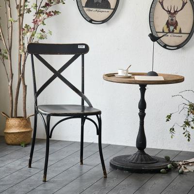 China Industrial American Furniture Cafe Chair Black Metalwork Vintage Chair for sale