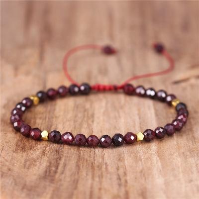 China Natural BOHO 4mm Garnet Beads Tibetan Stone Beads Stretch Bracelet For Yoga Crystal Bead Bracelets Dropship Wholesale For Women Men for sale