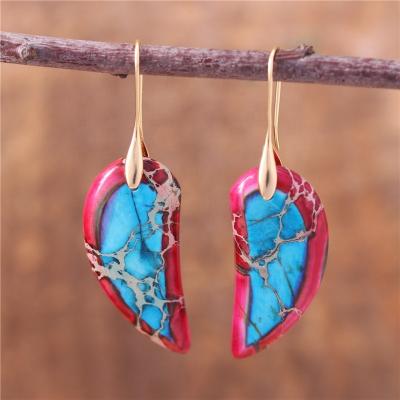 China Luxury Natural European USA Dropshipping Accessories Chic Female Jewelry Designer Wing Shape Dangle Drop Stone Earrings FASHIONABLE Women for sale