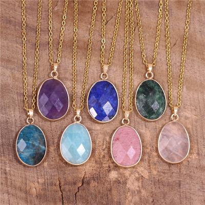 China Designer Chain Pendant Jewelry BOHEMIA Tops Fashion Women Apatite Gemstones Teardrop Necklace Boho Choker Stainless Steel Necklace Jewelry for sale