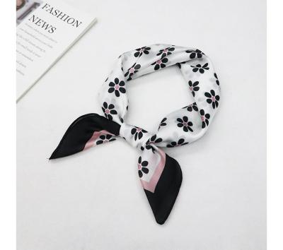 China Spring-Summer new wholesale flowers cartoon style printed women's silk square scarf for sale