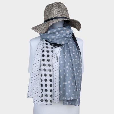 China Wholesale New Style Soft Long Polka Dot Stitching Printing Voile Scarf For Lady for sale