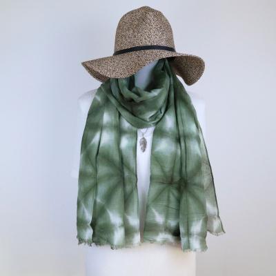 China New style retro handmade tie-dyed ethnic cotton and canvas hand feel long style scarf multicolor optional for sale