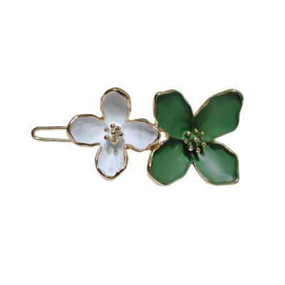 China 2020 New Style Enamel Flower Hair Clip Flower Barrette Women's Gold Pink Green Blue Hair Pin Hair Jewelry for sale