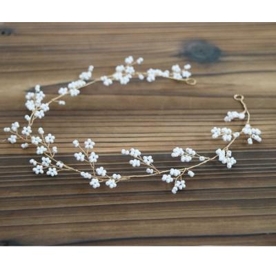 China Handmade Metal Gold Wire Wrapped Wedding Bridal Hair Vine Headband Bridal Hair Band Party Hair Accessories for sale