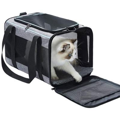 China Amazon Mesh Portable Folding Visual Dog Cat Outing Carrier Bag Customized Viable Breathable Pet Bag for sale