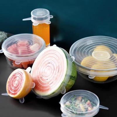 China Non Spill BPA Free And Expandable To Fit Various Shape Of Containers Bombs 6 Packs Of Silicone Cup Lids for sale