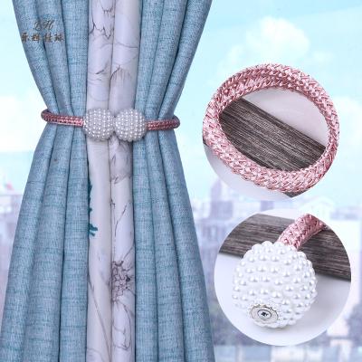 China Modern Curtain Tiebacks Clips Ball Tie Back Hanging Curtain Home Accessories Beads Magnetic Curtain Clip for sale