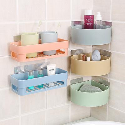 China Modern Bathroom Accessories Nail Freestanding Wall Mounted Plastic Storage Box Shower Shelf Multifunctional Hanging for sale