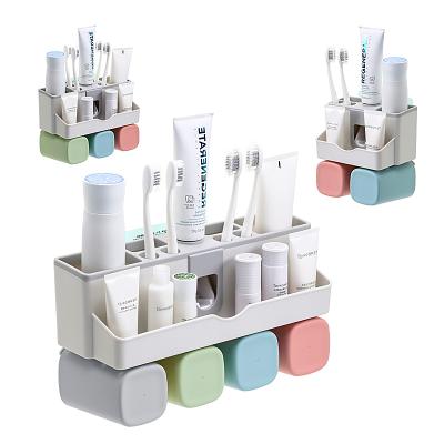 China Sustainable Multifunctional Toothbrush Holder With Cups Toothpaste Kit Toothbrush Holder Squeezer for sale