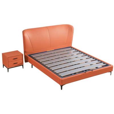 China Simple Design Comfortable Soft Queen Size Bed Leather 1.8m Double Bed Furniture Solid Wood King Bed Frame for sale