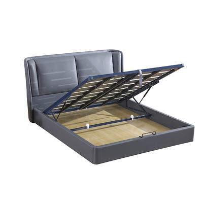 China Modern Classic Queen Metal Frame Genuine Leather Modern Storage Design Latest Style Bed for sale