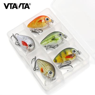 China ABS Plastic Body 5pcs/box 3cm Wobbler 1.5g Deep Diving Crankbait Floating Fishing Lures Hard Bait With VMC Hooks Fishing Tackle Artificial Lure for sale