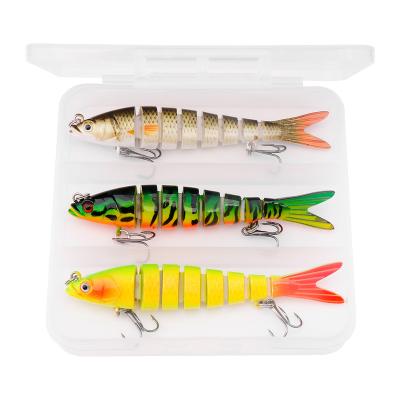 China swimbait multi segment 3pcs joint fishing lure set 10.5g ABS plastic 8 segmented swim bait 10cm for sale